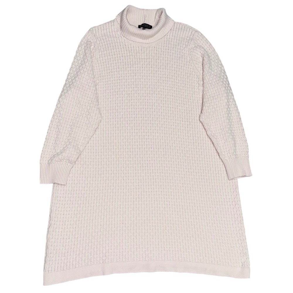 Eloquii Sweater Dress Womens 26/28 Cream Excellent Turtleneck Textured Knit Long